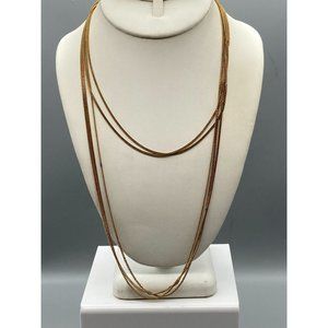 Delicate Multi Strand Chain Necklace, Five Strand Gold Tone Basic Minimalist